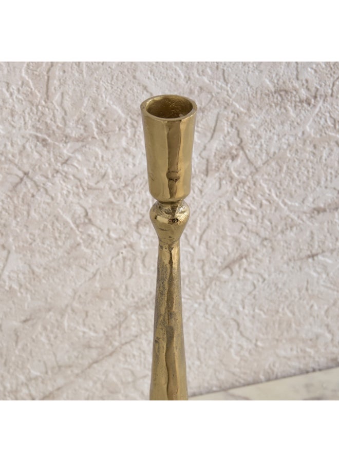 Home Box Aluminium Textured Taper Candleholder - Gold - Image 3